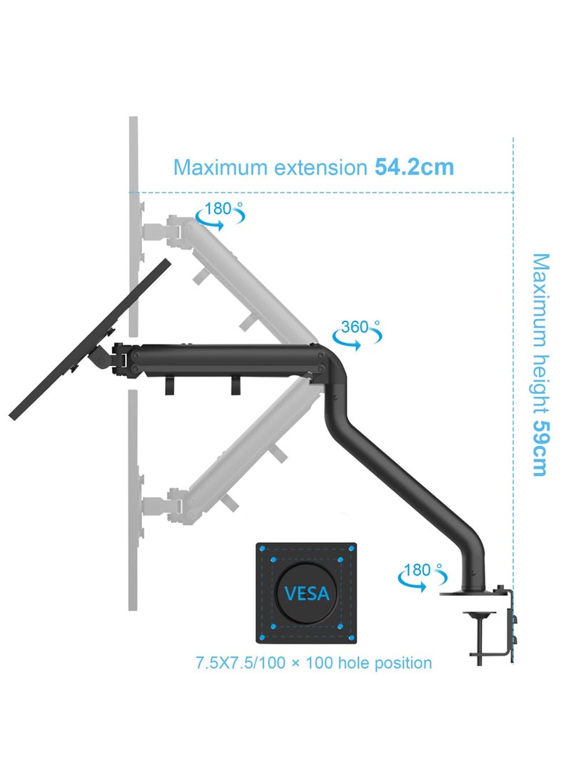 XiuWoo - 17-32 Inch Single Arm Monitor Stand, Adjustable Gas Spring Desk Mount Stand with Cable Management, Heavy Duty Computer Monitor Stand, 360° Rotating Monitor Arm for Computer Screen - Image 1