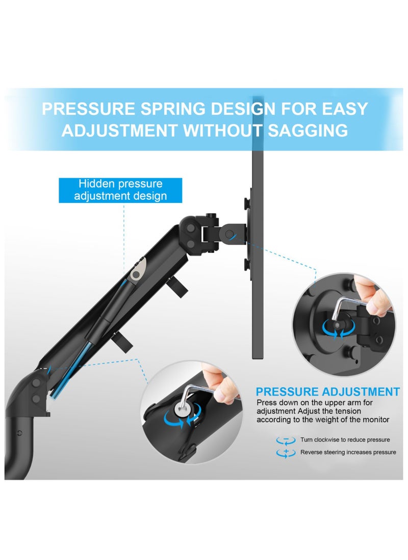 XiuWoo - 17-32 Inch Single Arm Monitor Stand, Adjustable Gas Spring Desk Mount Stand with Cable Management, Heavy Duty Computer Monitor Stand, 360° Rotating Monitor Arm for Computer Screen - Image 1