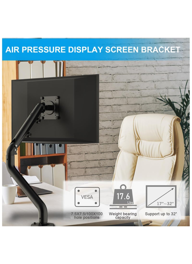XiuWoo - 17-32 Inch Single Arm Monitor Stand, Adjustable Gas Spring Desk Mount Stand with Cable Management, Heavy Duty Computer Monitor Stand, 360° Rotating Monitor Arm for Computer Screen - Image 1