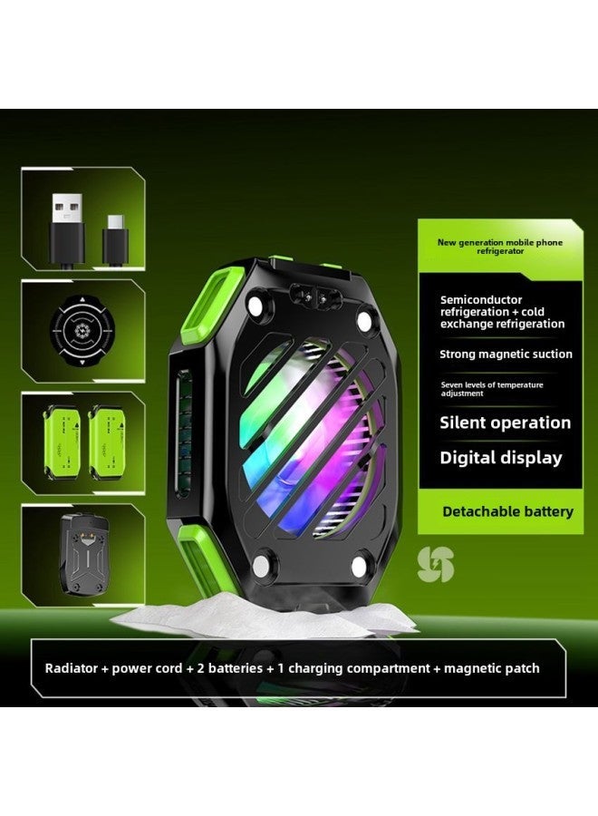 2024 X111 Mobile Phone Radiator Seven External Removable Battery Magnetic Semiconductor Cooling-Color:Green Set Of 1 Charging Bin  - Image 1