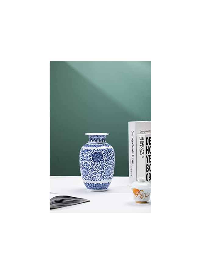 The Bros مزهرية زرقاء وبيضاء، مزهرية زرقاء، مزهرية تشينوازري، مزهرية جرة زنجبيل زرقاء وبيضاء لتزيين المنزل، ديكور خزف أزرق وأبيض، 9 بوصة ارتفاع - Image 5