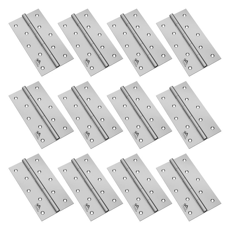 Atlantic Atlantic Door Butt Hinges 5 Inch x 12 Gauge25 MM Thickness Premium Stainless Steel Welded Head Matt Finish Pack of 12 Pcs  - Image 1