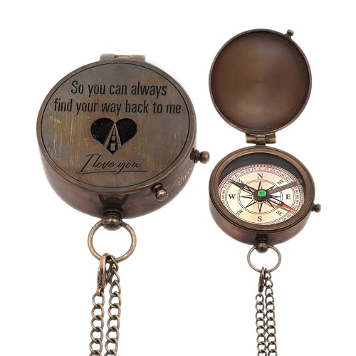 Engraved Brass Compass- Personalized Sundial Compass, Viking Compass Gift to Her, Nautical Gift for Boyfriend Perfect and Unique Gift with Leather Case - Image 4