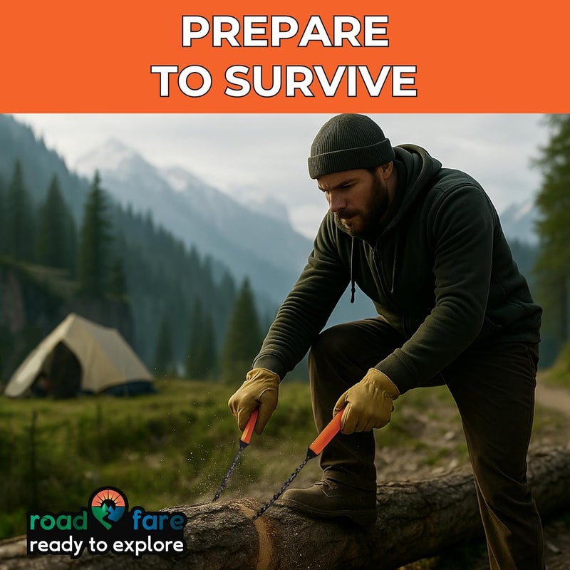 Roadfare Pocket Chainsaw - 36 Inch Manual Hand Chain - Pocket Saw with 48 Bidirectional Teeth - For Fast Easy Cutting - Camping Survival - Wire Rope Cable Saw - Backpacking Camp Gear - Image 3