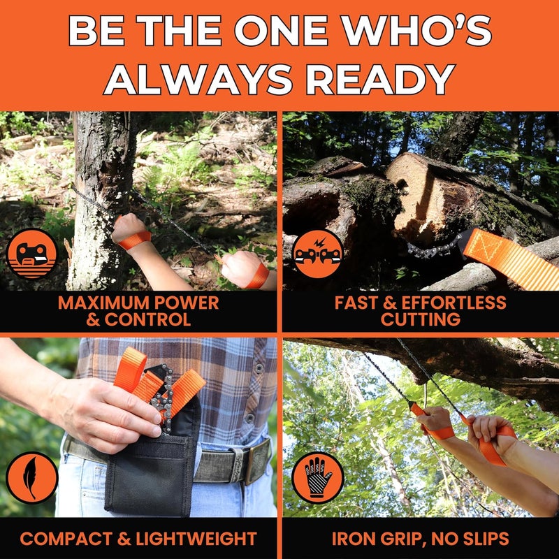 Roadfare Pocket Chainsaw - 36 Inch Manual Hand Chain - Pocket Saw with 48 Bidirectional Teeth - For Fast Easy Cutting - Camping Survival - Wire Rope Cable Saw - Backpacking Camp Gear - Image 2