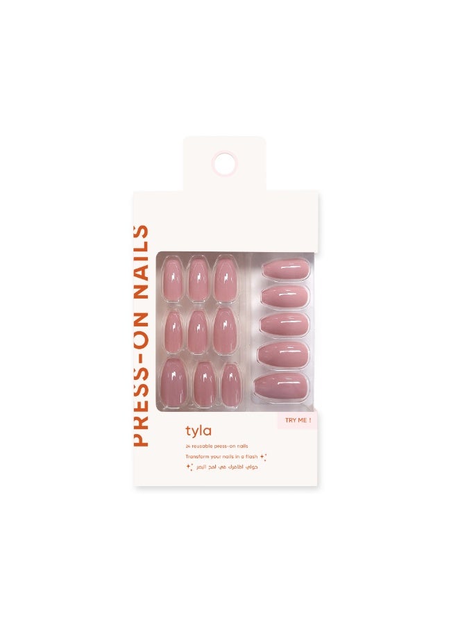 tyla Press On Nails Coffin Garnet # 10 - Image 1