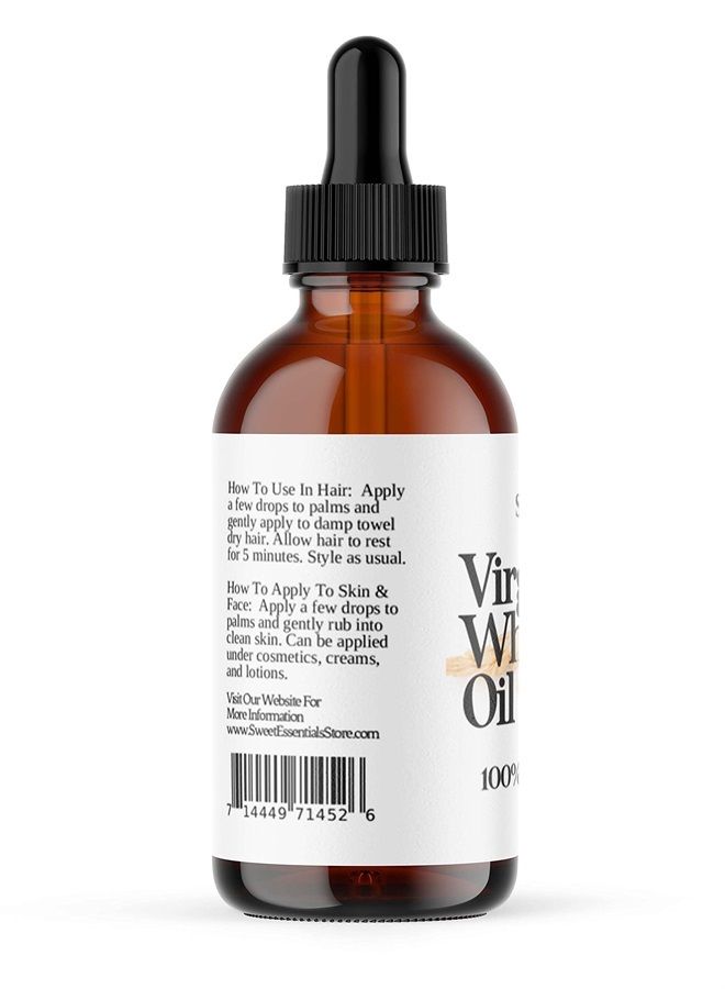 Sweet Essentials 100% Organic Unrefined Wheat Germ Oil | Imported From Italy | 4oz Glass Bottle | 100% Pure - Virgin | Cold-Pressed | Natural Moisturizer for Skin, Hair and Face | Stretch Mark Relief - NON GMO - Image 3