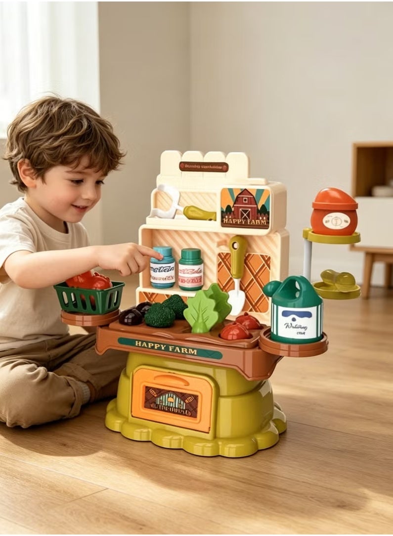 Kids Pretend Toy Set arm Themed Pretend Playset,27Pcs Planting Toy with Watering Can and Shovel, Plastic Planting Vegetable Farm Food Preschool Toys STEM Educational Toy for Girls Boys Gift - Image 3