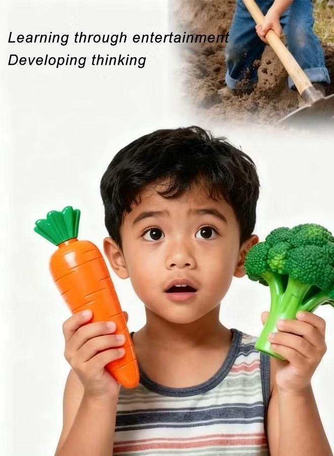 Kids Pretend Toy Set arm Themed Pretend Playset,27Pcs Planting Toy with Watering Can and Shovel, Plastic Planting Vegetable Farm Food Preschool Toys STEM Educational Toy for Girls Boys Gift - Image 5