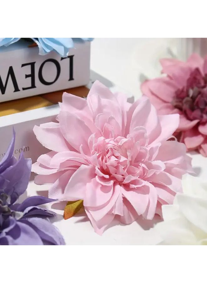 Light Pink Artificial Chrysanthemum Flowers Bouquet 10pcs Faux Fabric Floral Decor - Image 2