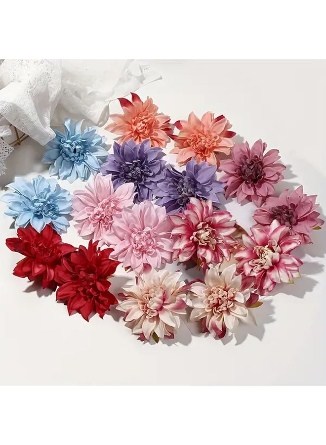 Light Pink Artificial Chrysanthemum Flowers Bouquet 10pcs Faux Fabric Floral Decor - Image 4