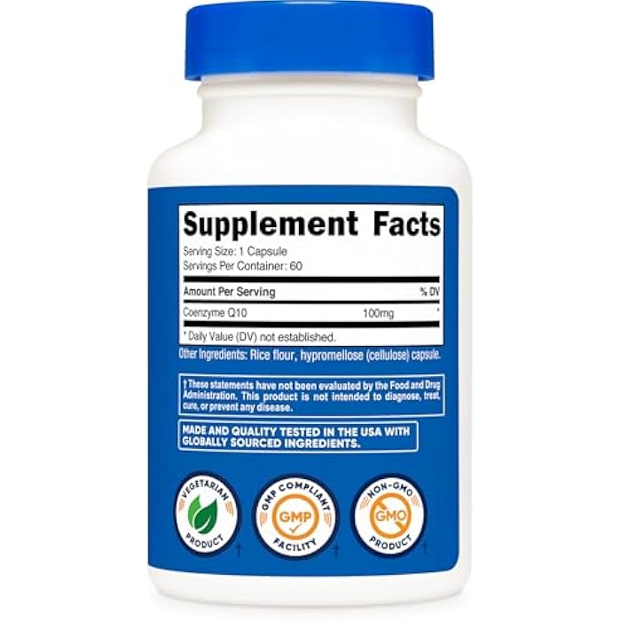Nutricost CoQ10 100mg, 60 Vegetarian Capsules, 60 Servings - Coenzyme Q10 - Image 5