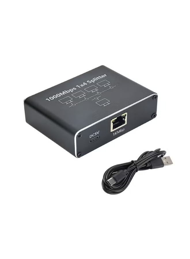 شيك فايب موزع إيثرنت جيجابت - موزع شبكة من 1 إلى 4 مع كابل طاقة USB، ومحول إنترنت RJ45 بسرعة عالية 1000 ميجابت في الثانية لكابل Cat 5/5e/6/7/8 [4 أجهزة متصلة بالشبكة في وقت واحد] - Image 5