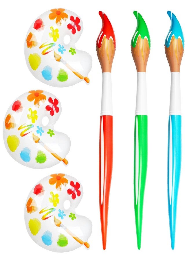 Denylo pro 6 Pcs Inflatable Large Paint Brush Balloons with Color Palette Balloon Set Paint Brush Balloons Decor for Back to School Party Photo Prop Classroom Office Supplies - Image 1