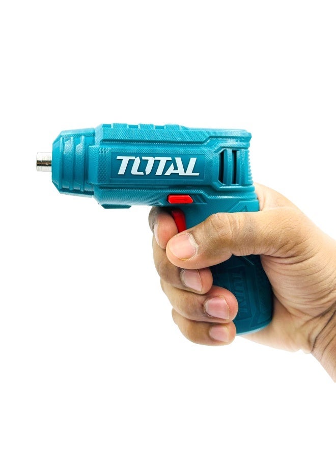 TOTAL TSDLI0402 4V Li-Ion Cordless Screwdriver Kit with 10 Screwdriver Bits, Magnetic Bit Holder, USB Charging Cable, Compact Electric Screwdriver for Home, Furniture Assembly, Electronics Repair and DIY - Image 5
