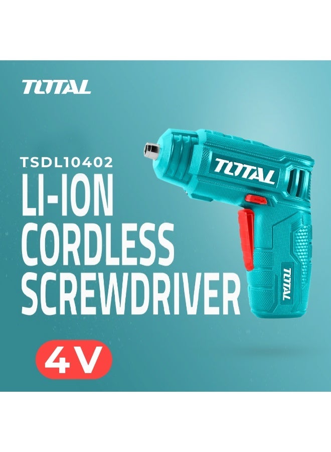 TOTAL TSDLI0402 4V Li-Ion Cordless Screwdriver Kit with 10 Screwdriver Bits, Magnetic Bit Holder, USB Charging Cable, Compact Electric Screwdriver for Home, Furniture Assembly, Electronics Repair and DIY - Image 1