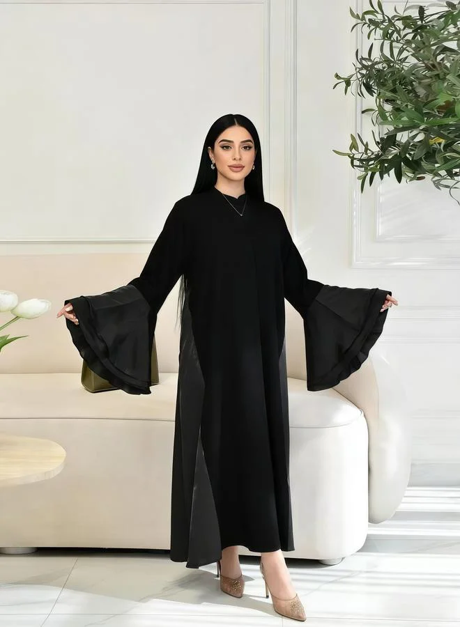 Take Two Women Black Ruffled Sleeve A-Line Jalabiya