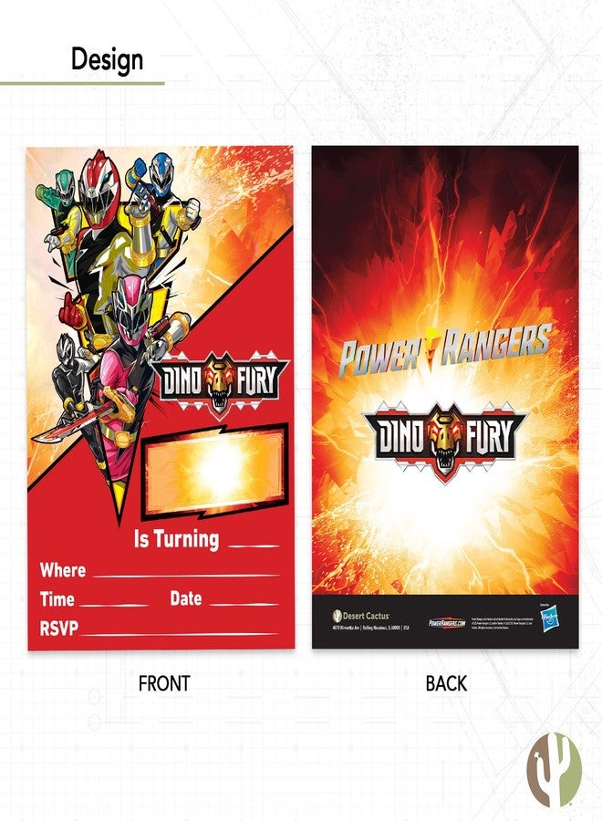 ديزرت كاكتوس بطاقات دعوة عيد ميلاد سعيد بتصميم صبار الصحراء من باور رينجرز، ١٠ بطاقات مع أظرف، للأولاد والبنات والأطفال (النمط ج) - Image 4