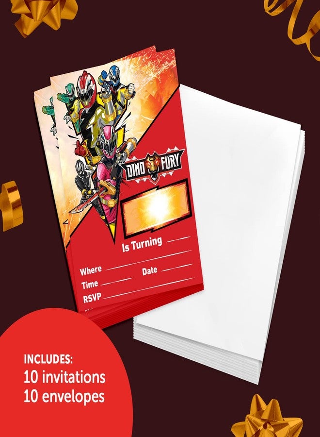 ديزرت كاكتوس بطاقات دعوة عيد ميلاد سعيد بتصميم صبار الصحراء من باور رينجرز، ١٠ بطاقات مع أظرف، للأولاد والبنات والأطفال (النمط ج) - Image 2