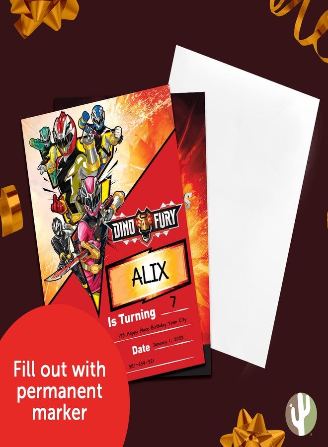 ديزرت كاكتوس بطاقات دعوة عيد ميلاد سعيد بتصميم صبار الصحراء من باور رينجرز، ١٠ بطاقات مع أظرف، للأولاد والبنات والأطفال (النمط ج) - Image 5