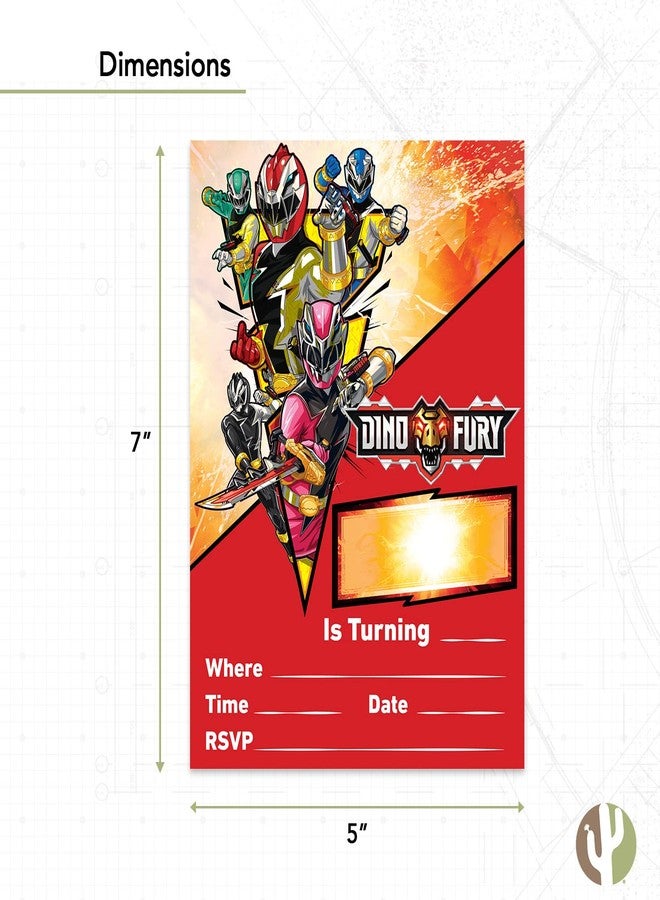 ديزرت كاكتوس بطاقات دعوة عيد ميلاد سعيد بتصميم صبار الصحراء من باور رينجرز، ١٠ بطاقات مع أظرف، للأولاد والبنات والأطفال (النمط ج) - Image 3