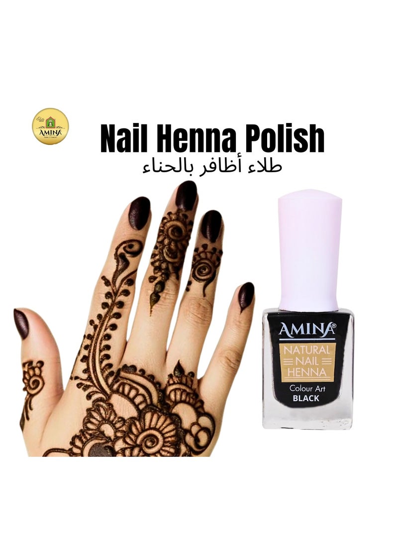 Amina Instant Nail Henna Polish Mehendi Bottle | Vegan & Halal Nail Polish For Women & Girls | Without Chemicals | Long Lasting | Ready To Use BlackColour Stain | - Image 1