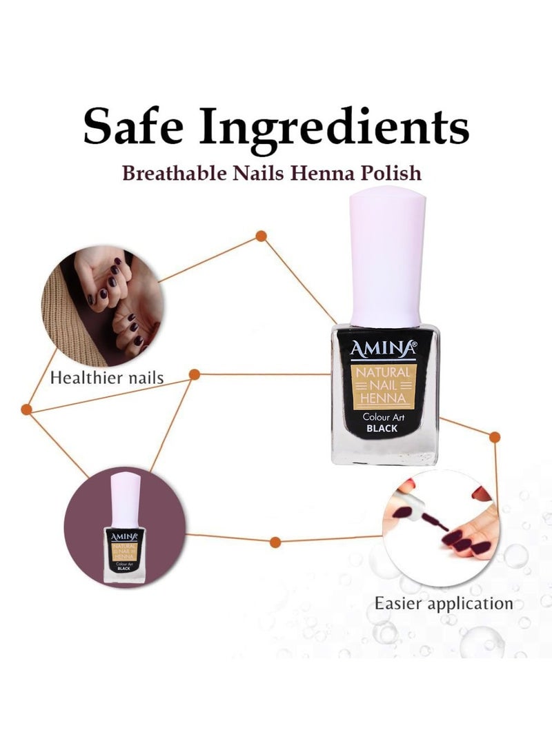 Amina Instant Nail Henna Polish Mehendi Bottle | Vegan & Halal Nail Polish For Women & Girls | Without Chemicals | Long Lasting | Ready To Use BlackColour Stain | - Image 2