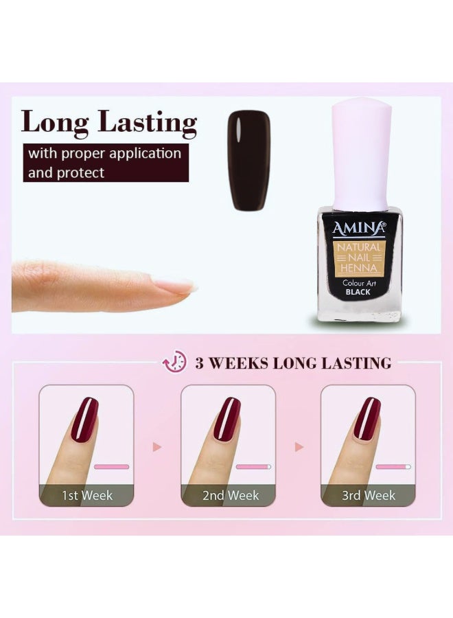 Amina Instant Nail Henna Polish Mehendi Bottle | Vegan & Halal Nail Polish For Women & Girls | Without Chemicals | Long Lasting | Ready To Use BlackColour Stain | - Image 3