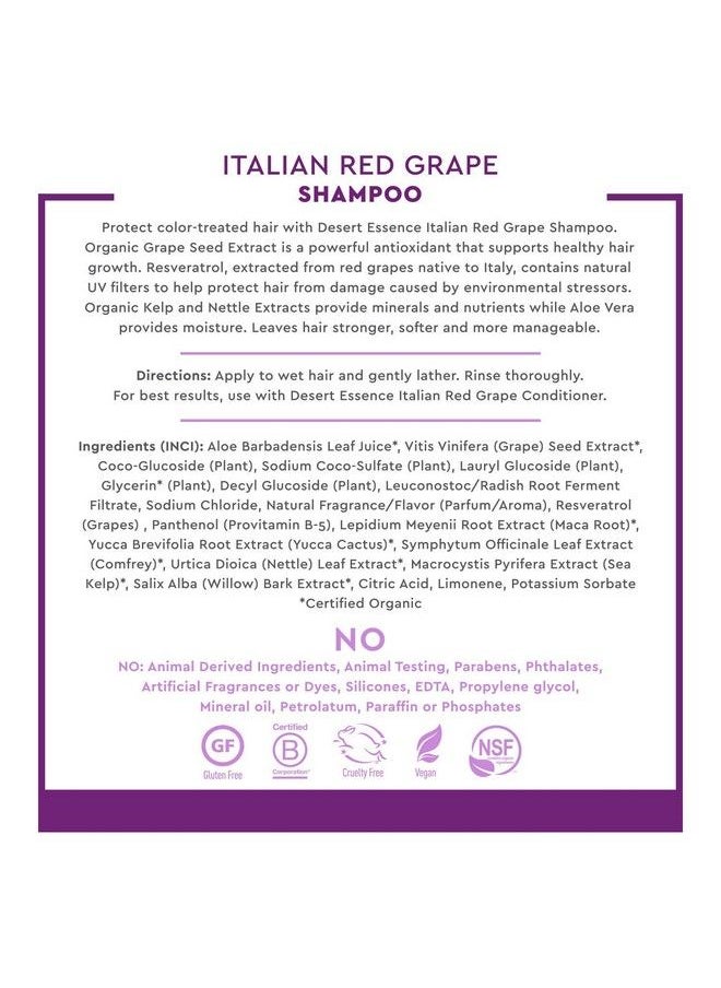 DESERT ESSENCE - Italian Red Grape Shampoo 8 Fl Ounce Pack Of 2 Protection For Color Treated Hair Antioxidants Healthier & Smoother Vitamin B5 Sugar & Coconut Oil Cleansers - Image 1