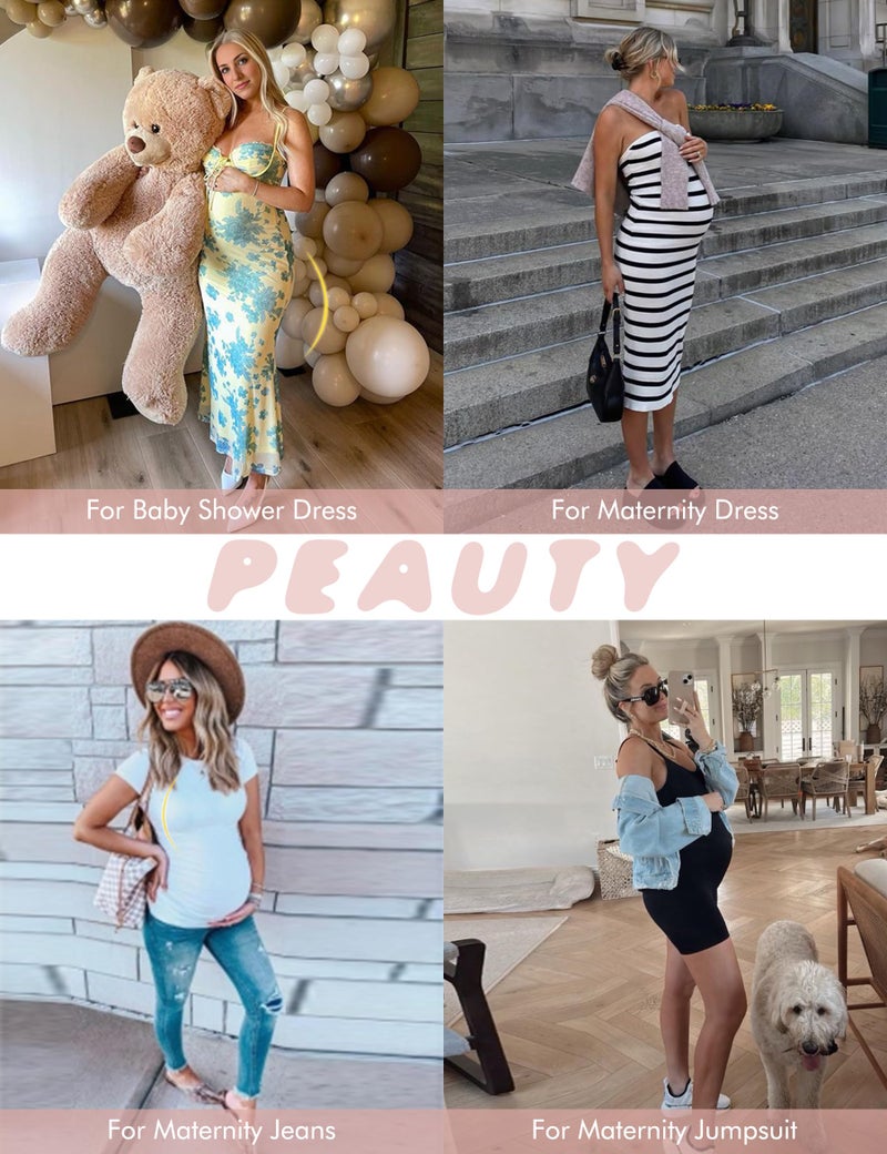 Peauty Seamless Maternity Shapewear Shorts for Under Dresses Plus Size Summer Maternity Clothes Dress Pregnancy Underwear Panties Gender Reveal Dresses Baby Shower Dress Photoshoot (Nude XL) - Image 2