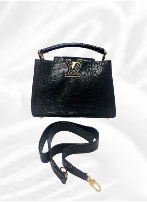 Louis Vuitton Capucines BB textured hand bag with double carry style flap