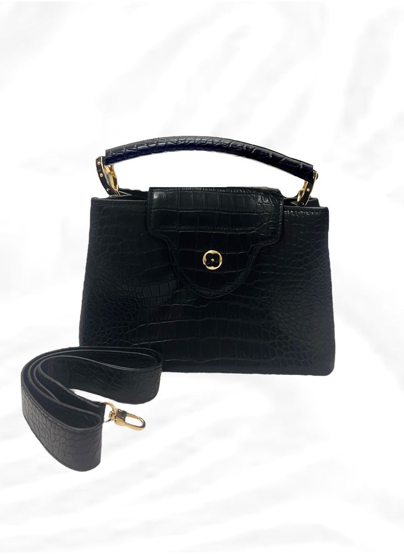 Louis Vuitton Capucines BB textured hand bag with double carry style flap