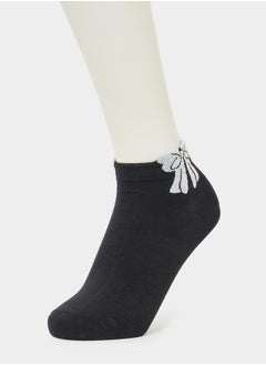 Styli Set of 2 - Ribbon Detail Ankle Length Socks  - Image 5