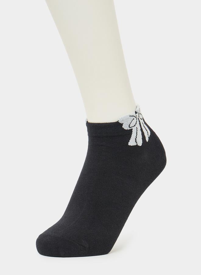 Styli Set of 2 - Ribbon Detail Ankle Length Socks  - Image 5