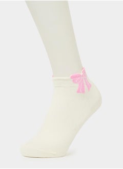 Styli Set of 2 - Ribbon Detail Ankle Length Socks  - Image 3