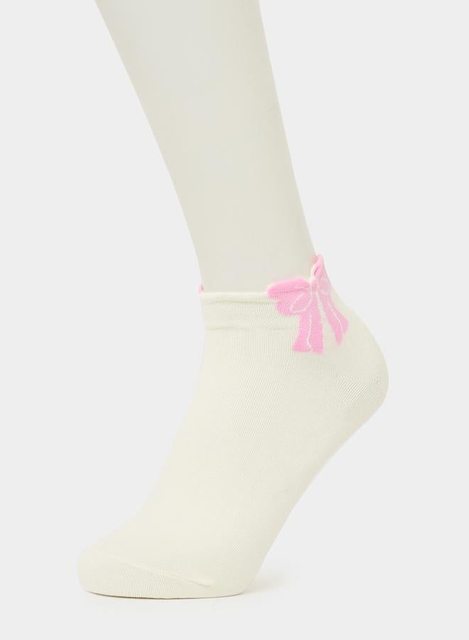 Styli Set of 2 - Ribbon Detail Ankle Length Socks  - Image 3