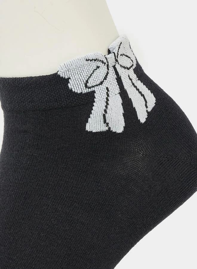 Styli Set of 2 - Ribbon Detail Ankle Length Socks