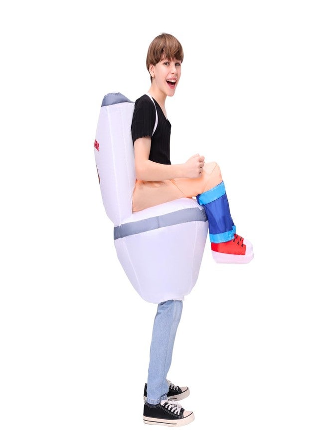 PTS Inflatable Costume Kid, Blow Up Ride On Toilet Costume for Halloween Inflatables Cosplay Party (L) - Image 3