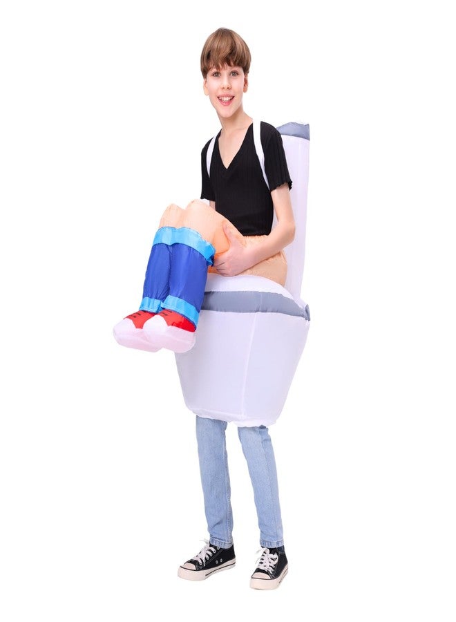 PTS Inflatable Costume Kid, Blow Up Ride On Toilet Costume for Halloween Inflatables Cosplay Party (L) - Image 1