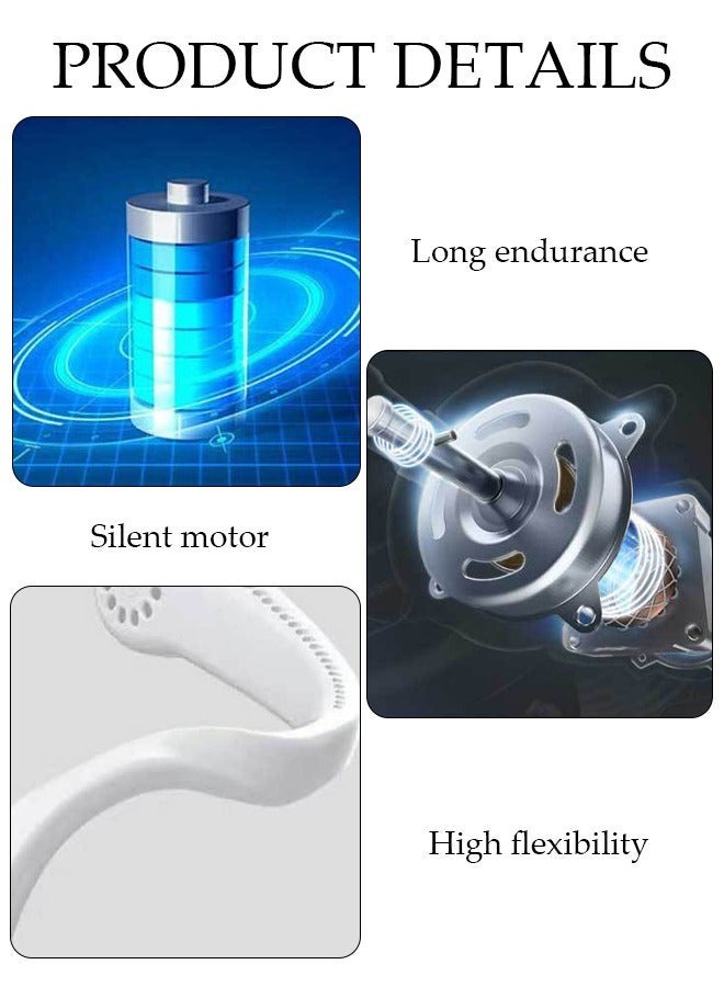 DUNISO Portable Neck Fan, Hands Free Bladeless Neck Fan, 3 Speeds Adjustable USB Rechargeable Battery Powered Personal Neck Fan for Office, Travel, Sports, Household, Outdoor - Image 2