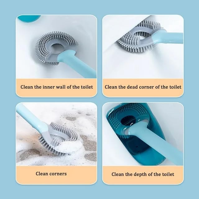 Cyrox Silicone Toilet Bowl Brush Bathroom & Toilet Cleaning Accessories Without Drilling Bathroom Cleaning Brush (1Pcs) - Image 3