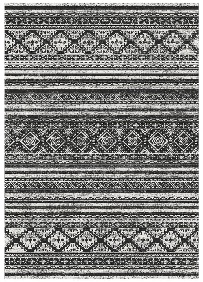 RUGSURE Washable Area Rugs 4' x 6' - 1/6 Thick - Moroccan-Inspired -Stain & Water Resistant Non-Slip - Resistant Rug for Living Room, Bedroom, Nursery, Pet & Child Friendly (Black) - Image 2