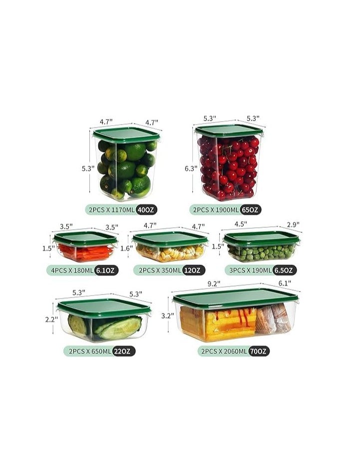 ® Food Storage Containers Set, Kitchen Master Square Plastic Storage Containers with Airtight Lid for Food Storage and Meal Prep Reusable Canister Set of 17
