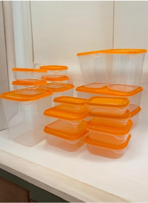 ® Food Storage Containers Set, Kitchen Master Square Plastic Storage Containers with Airtight Lid for Food Storage and Meal Prep Reusable Canister Set of 17