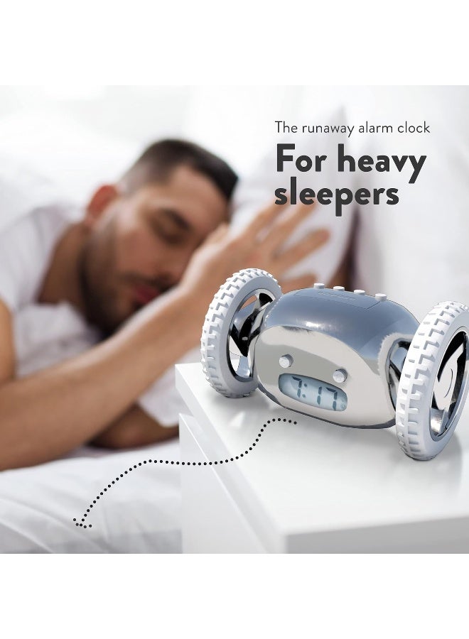 CLOCKY Alarm Clock On Wheels (Authentic) | Extra Loud For Heavy Sleeper (Adult Or Kid Bedroom Robot Clockie) Funny, Rolling, Run-Away, Moving, Jumping (Chrome)  - Image 5