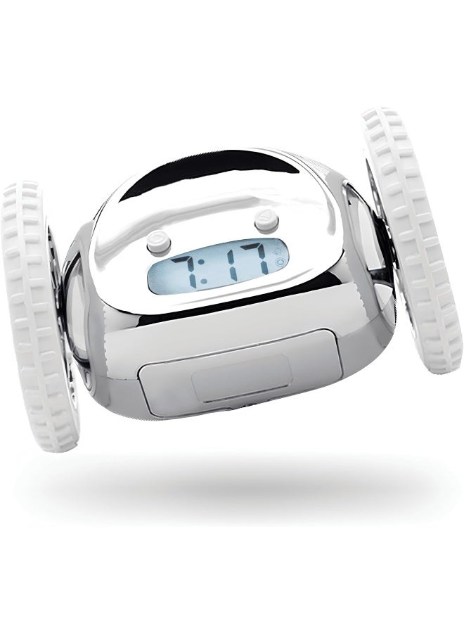 CLOCKY Alarm Clock On Wheels (Authentic) | Extra Loud For Heavy Sleeper (Adult Or Kid Bedroom Robot Clockie) Funny, Rolling, Run-Away, Moving, Jumping (Chrome)  - Image 2