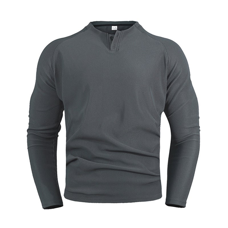 Men''s Spring and Autumn Long-Sleeve T-Shirt, Style Oversized Pullover T-Shirt, Men''s Half-Cardigan, Casual Versatile Sports T-Shirt