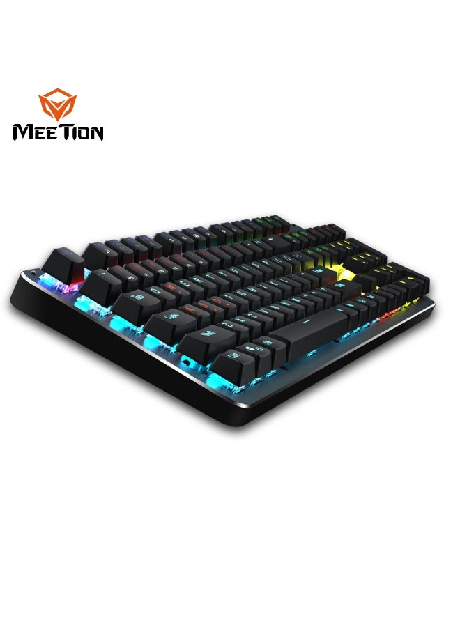 Meetion لوحة مفاتيح ميكانيكية أساسية Meetion MK007 كاملة المفاتيح مضادة للتداخل مع إضاءة LED ملونة قابلة للتخصيص مع مفاتيح ميكانيكية ماكرو عالية الجودة (عربي + فرنسي) - Image 5