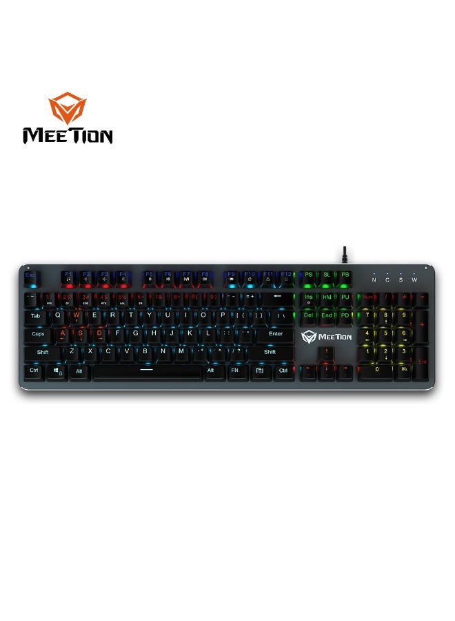 Meetion لوحة مفاتيح ميكانيكية أساسية Meetion MK007 كاملة المفاتيح مضادة للتداخل مع إضاءة LED ملونة قابلة للتخصيص مع مفاتيح ميكانيكية ماكرو عالية الجودة (عربي + فرنسي) - Image 1