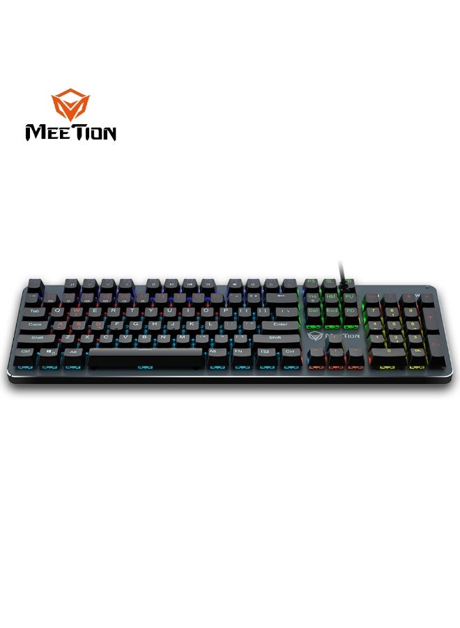 Meetion لوحة مفاتيح ميكانيكية أساسية Meetion MK007 كاملة المفاتيح مضادة للتداخل مع إضاءة LED ملونة قابلة للتخصيص مع مفاتيح ميكانيكية ماكرو عالية الجودة (عربي + فرنسي) - Image 2